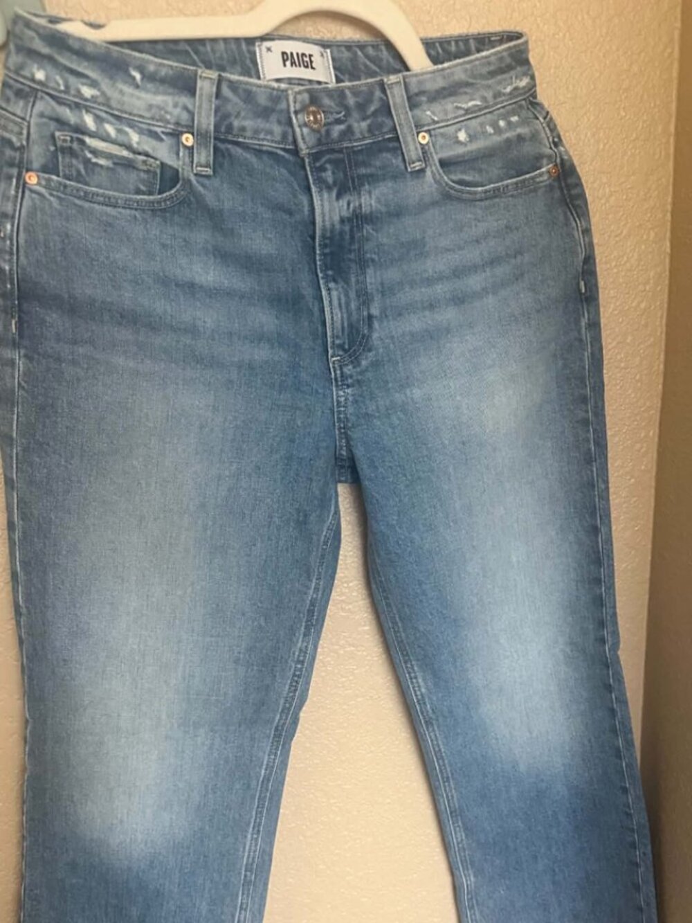 PAIGE Leenah Raw Hem High Waist Ankle Wide Leg Jeans NWOT